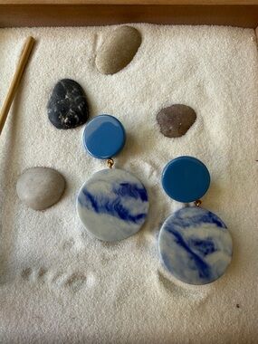 Anthropologie Blue Marble Drop Earrings